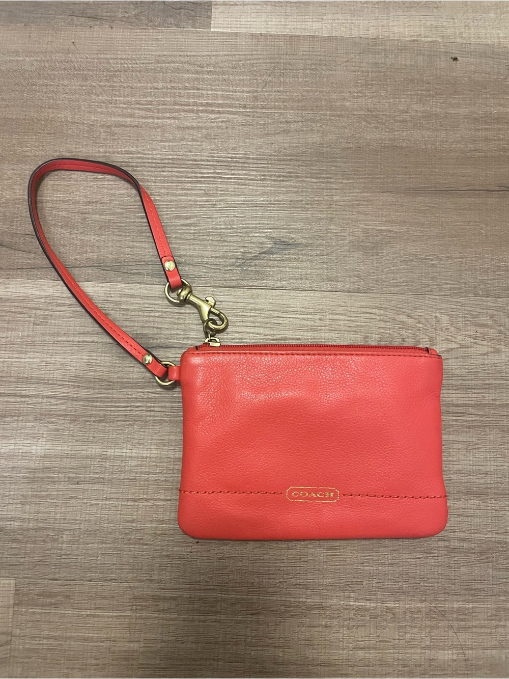 Coach red Park Leather Small Wristlet F49475